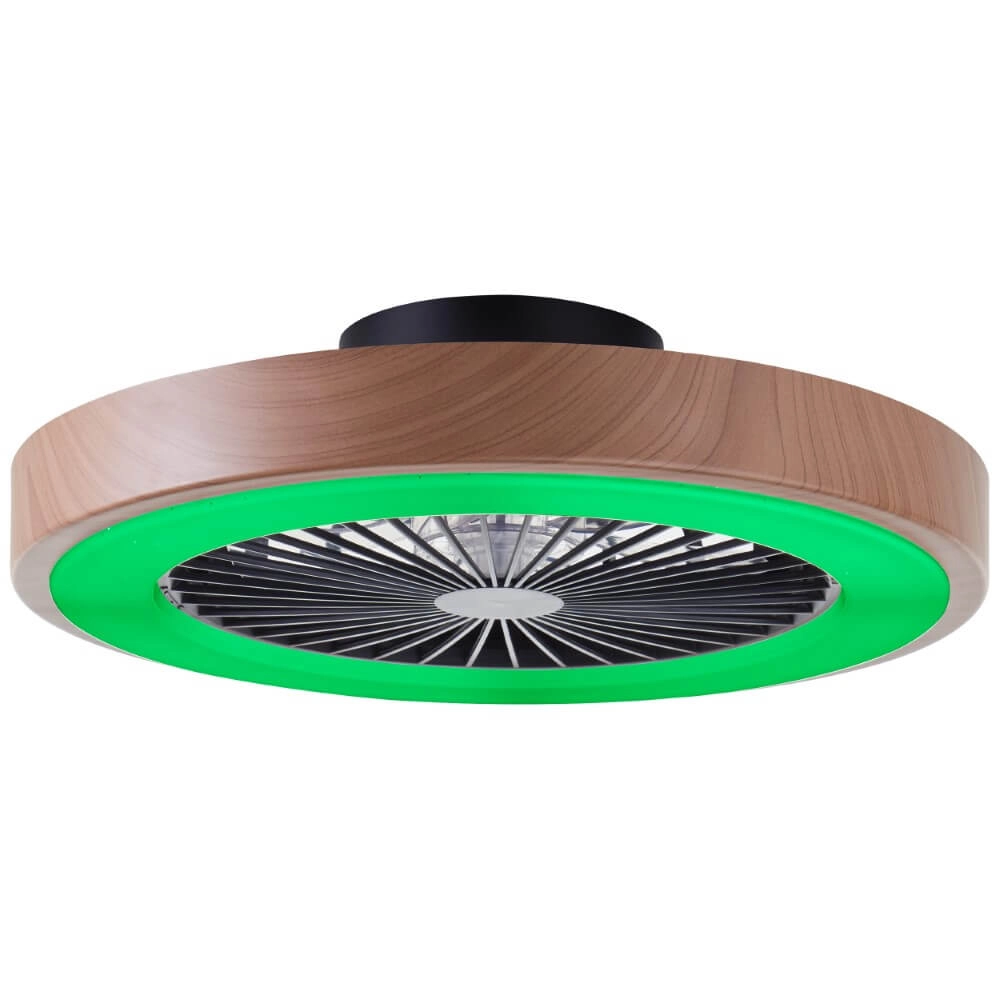 Zwarte ventilator Slimline met houten rand Brilliant 4004353435867