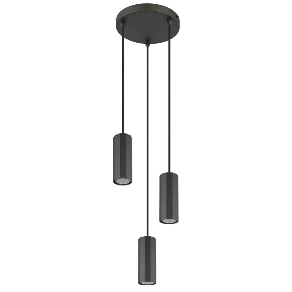 Grijze hanglamp James 3-lichts rond Globo 9007371453870