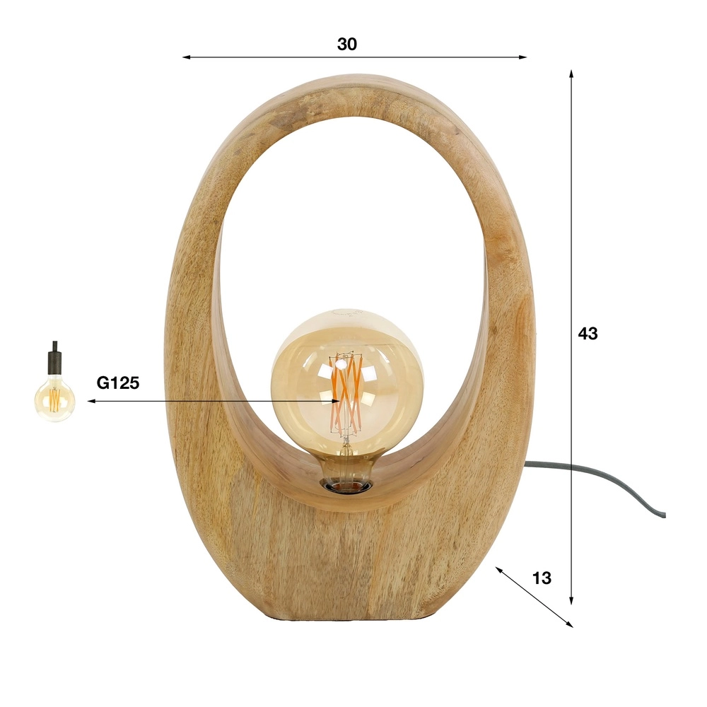 Mango houten tafellamp Arch 1x E27 - 43cm Lyora 8716803511460