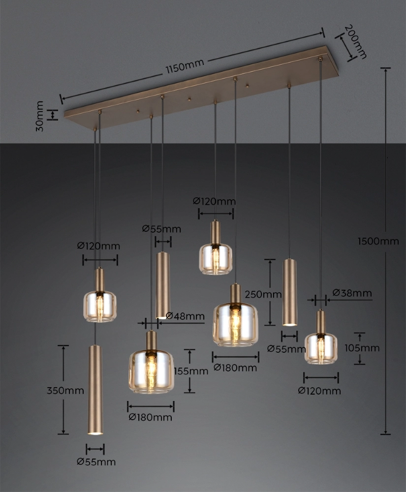 Design hanglamp Mataro 8-lichts (3x GU10) Trio 4017807707724