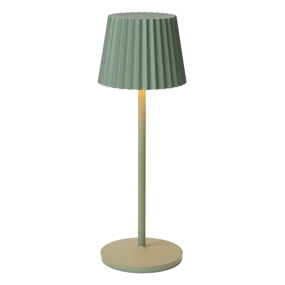 Oplaadbare tafellamp Justine groen met oplaadstation Lucide 5411212272225