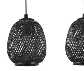 Zwarte rotan hanglamp Dembleby 1 3-lichts Eglo 9002759432669