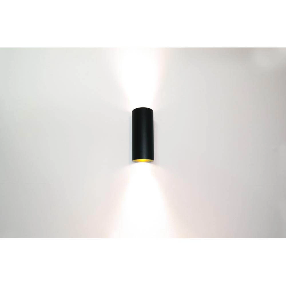 Design opbouwspot Roulo zwart met goud up & down Design opbouwspot Roulo zwart met goud up & down