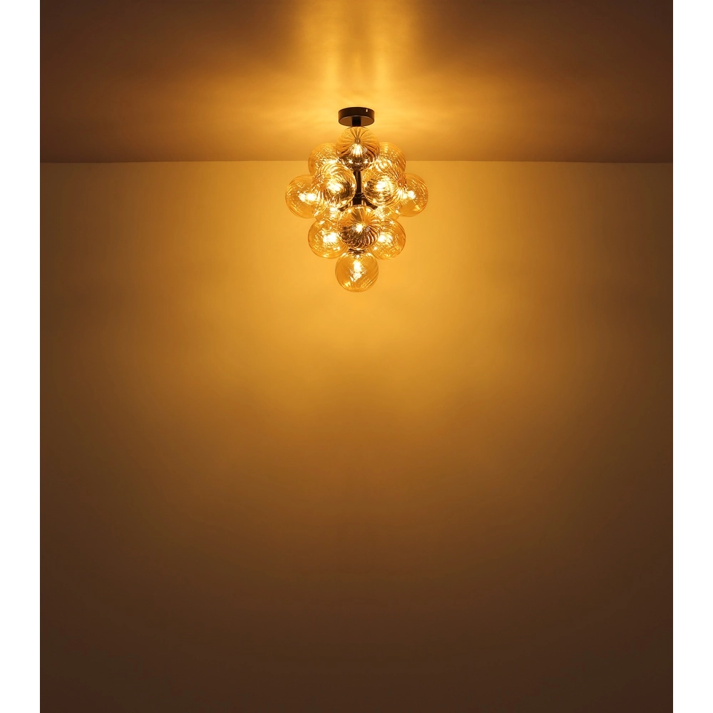 Zwarte plafondlamp Conor met amber glas Globo 9007371518173