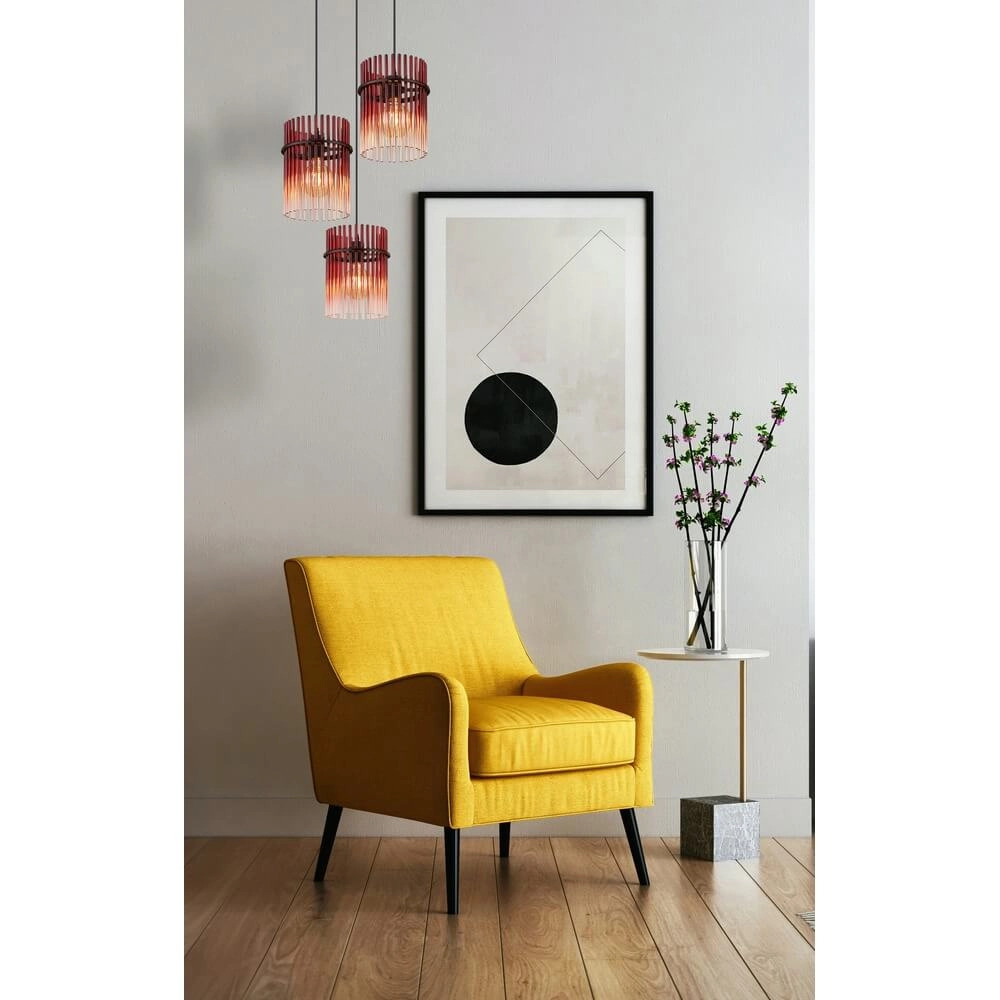 Zwarte hanglamp Gorley met rood glas Ø 47cm Globo 9007371468966