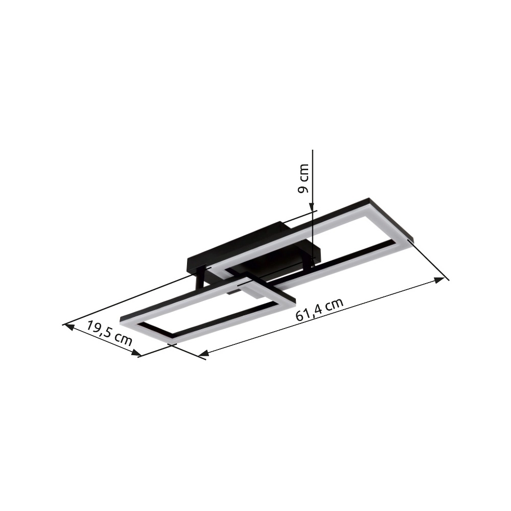 Zwarte design plafondlamp Sapena 61,4 x 19,5cm Globo 9007371450558