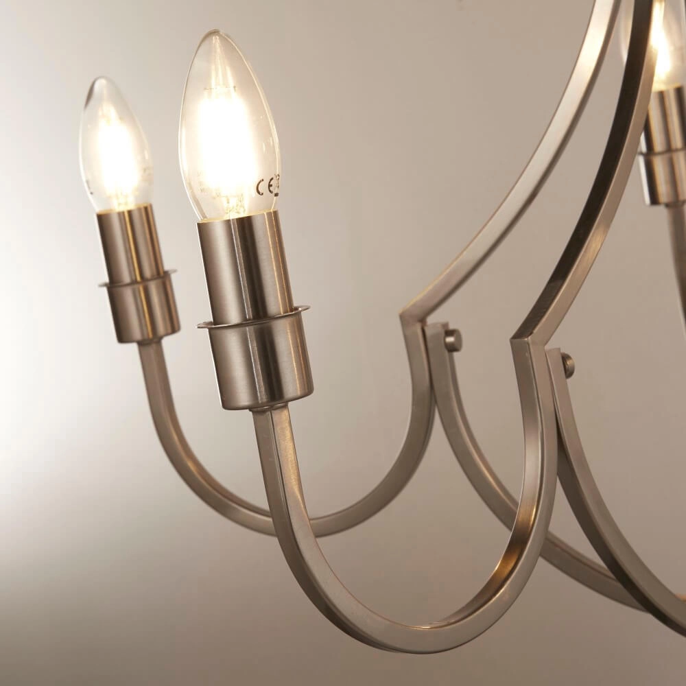 Klassieke hanglamp Lodge 5-lichts zilver Searchlight 5053423242910