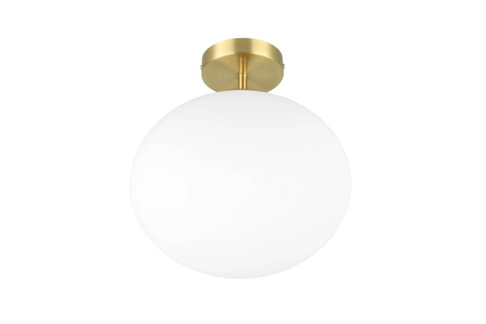 Plafondlamp Fomento Ø 30cm - messing met wit glas Trio 4017807616194