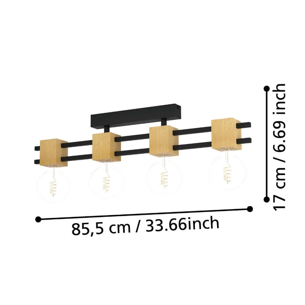 Strakke plafondlamp Levantara 4-lichts Stars of Light 9008606243105
