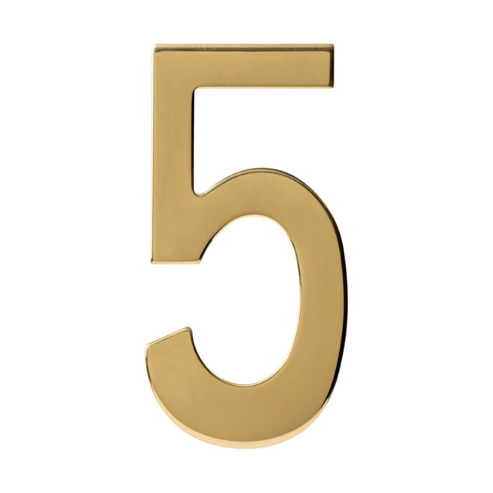 Huisnummer 5 Numbra 15cm messing