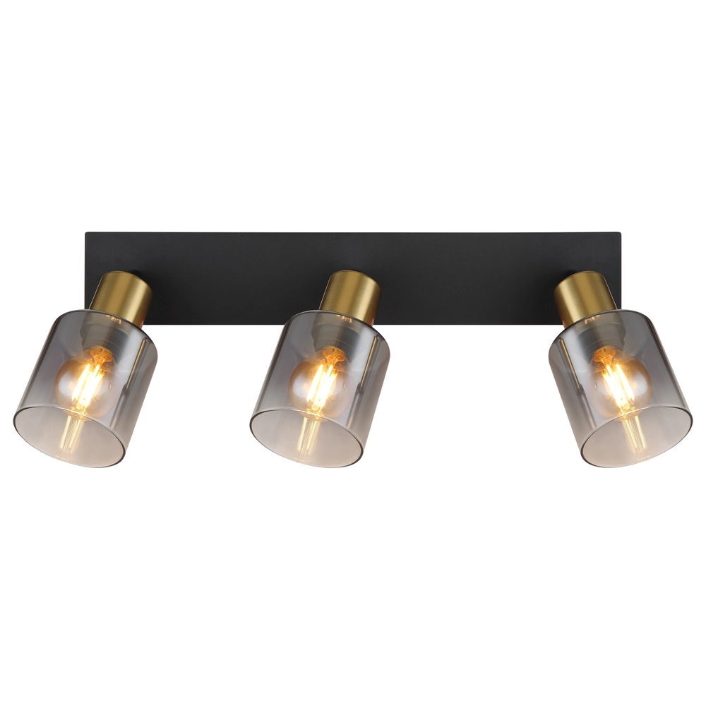 3-lichts plafondlamp Hollsy zwart met smoke glas Globo 9007371448852