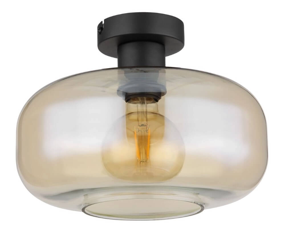 Zwarte plafondlamp Giuseppe amber glas Globo 9007371435227