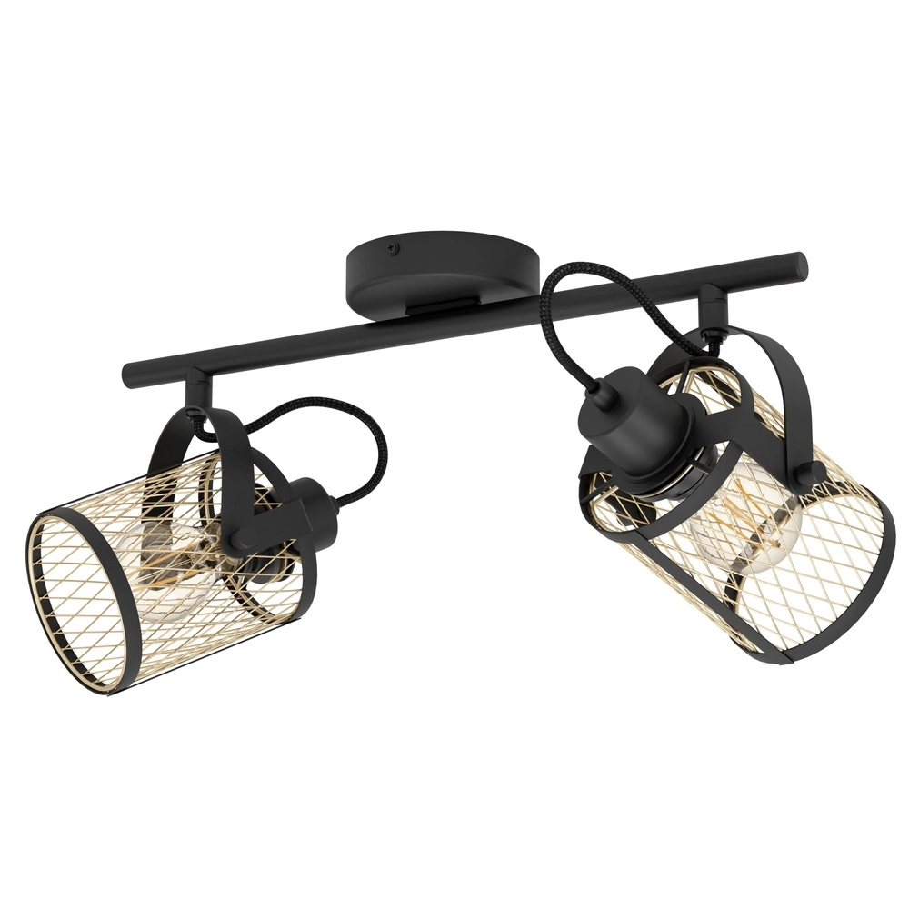 2-lichts plafondlamp Dellow zwart met goud