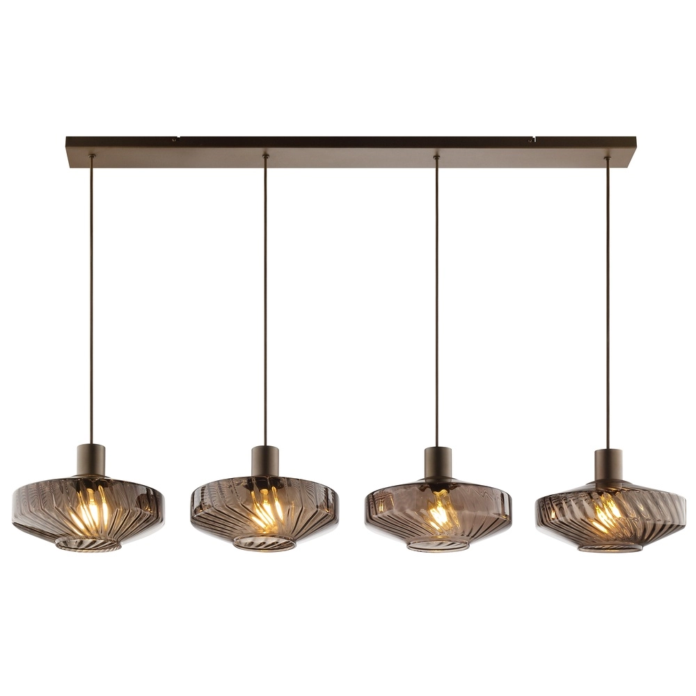 Unieke hanglamp Lyn koffie bruin 4-lichts