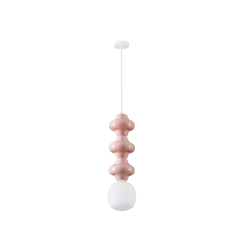 Hanglamp Clio L roze keramiek met wit glas Lyora 5212017461339