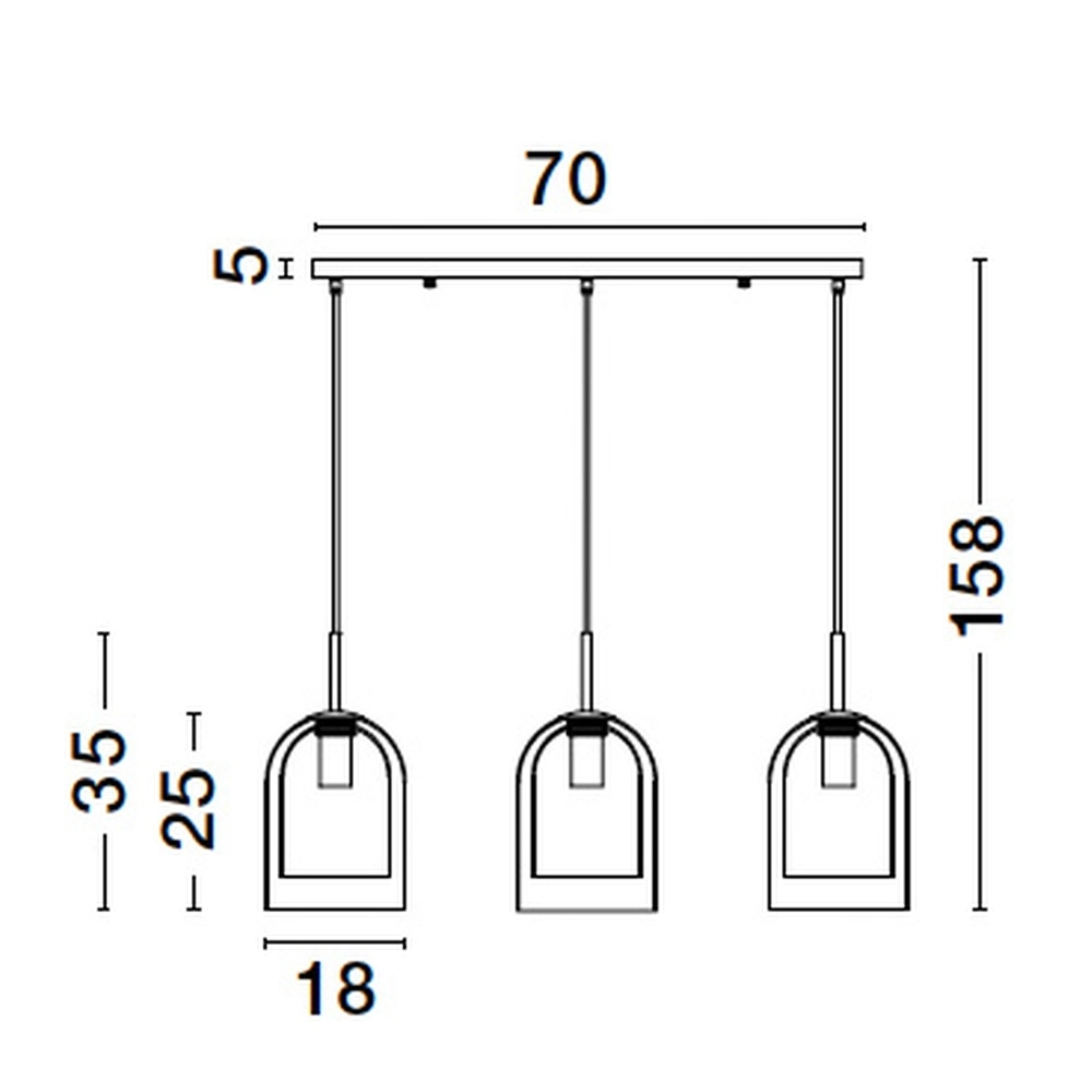 Hanglamp Velor 3-lichts zwart recht Lyora 5212017431196