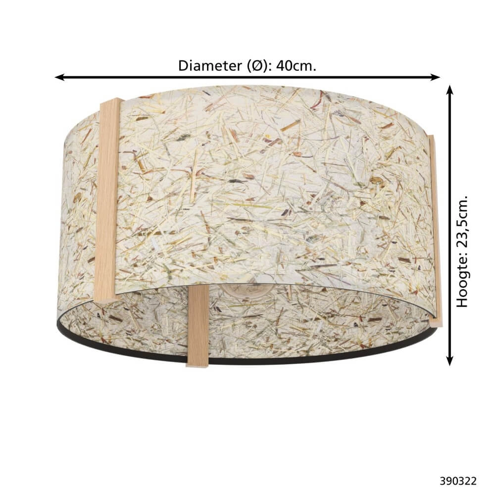 Plafondlamp Hontongas hout met beige kap Stars of Light 9008606274611