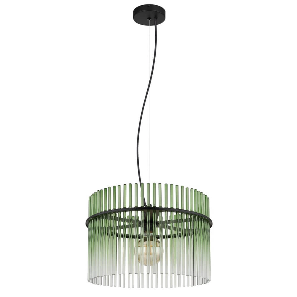 Zwarte hanglamp Gorley met groen glas Ø 40cm Globo 9007371471973