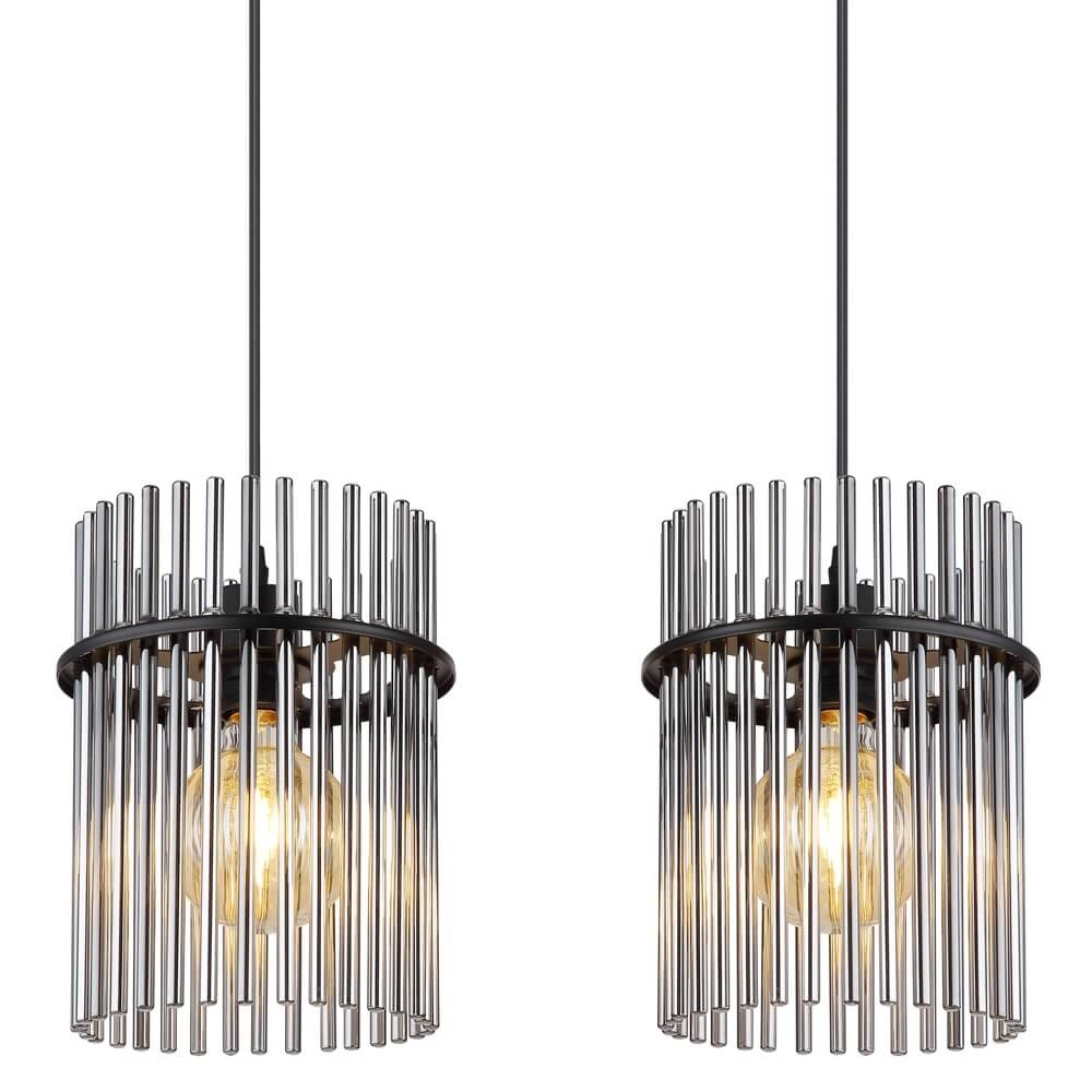 Zwarte hanglamp Gorley met smoke glas 4-lichts Globo 9007371448180