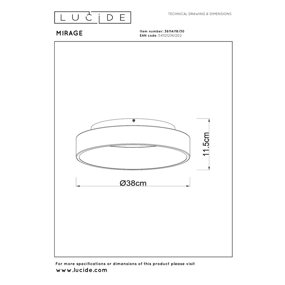 Plafondlamp Mirage Ø 38cm zwart Lucide 5411212361202