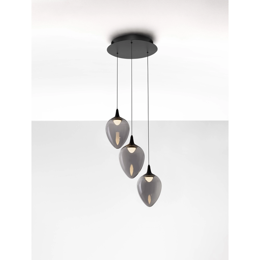 Hanglamp Nali 3-lichts smoke glas Lyora 5212017477767