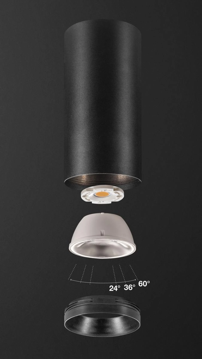 Opbouwspot Numinos L cilinder zwart 3000K - 36gr SLV 4024163244732