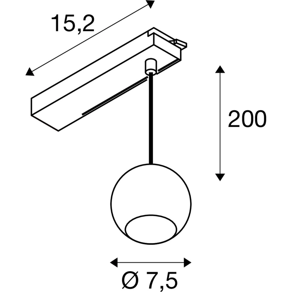 Hanglamp voor rail Light Eye 2.0 1-fase zwart 2700K SLV 4024163315722