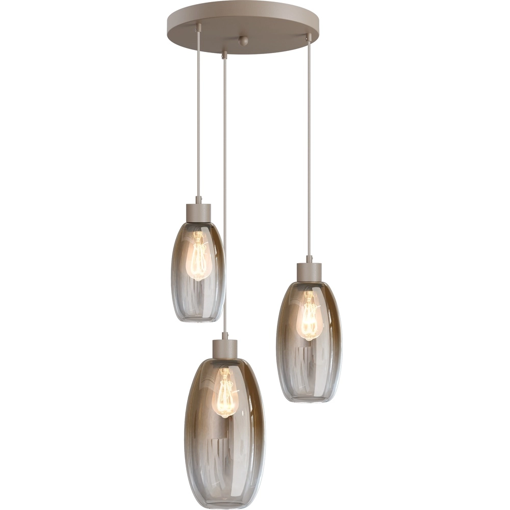 Vide hanglamp Olive met 3 glazen - zand - Ø35cm