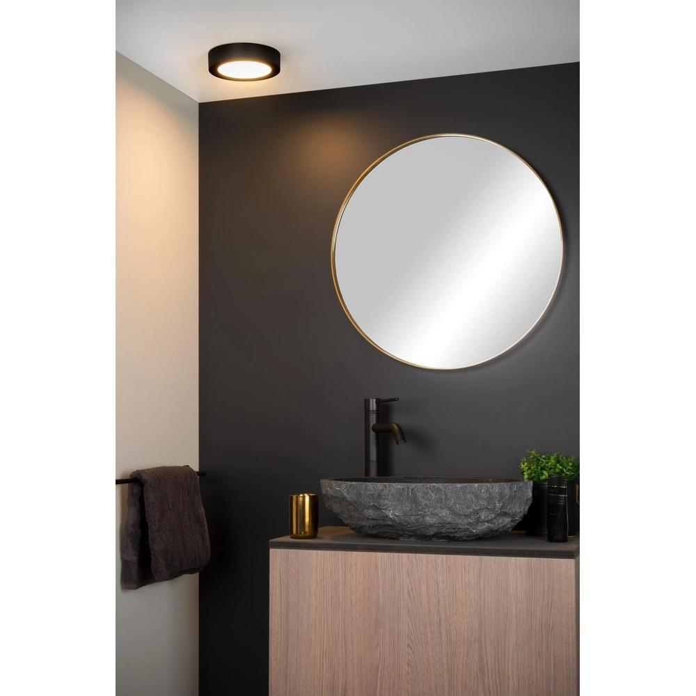 Plafonniere Brice-Led Ø 18cm - IP44 zwart Lucide 5411212281210