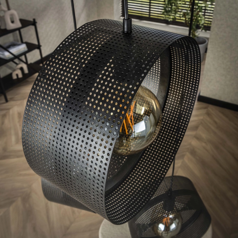 Landelijke hanglamp Ring charcoal - 3x E27 Lyora 8716803510975