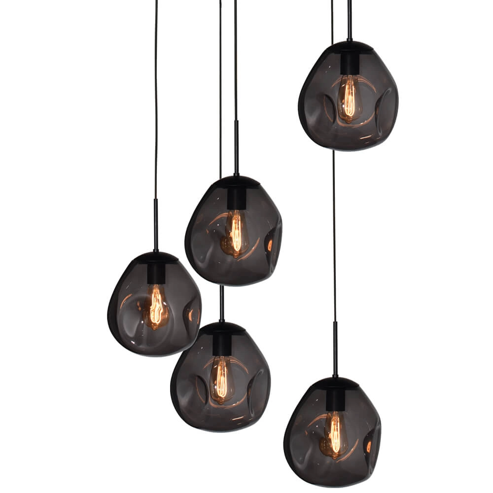 Vide hanglamp Lava 5x smoke glas Ø 24cm Masterlight 8718121286587