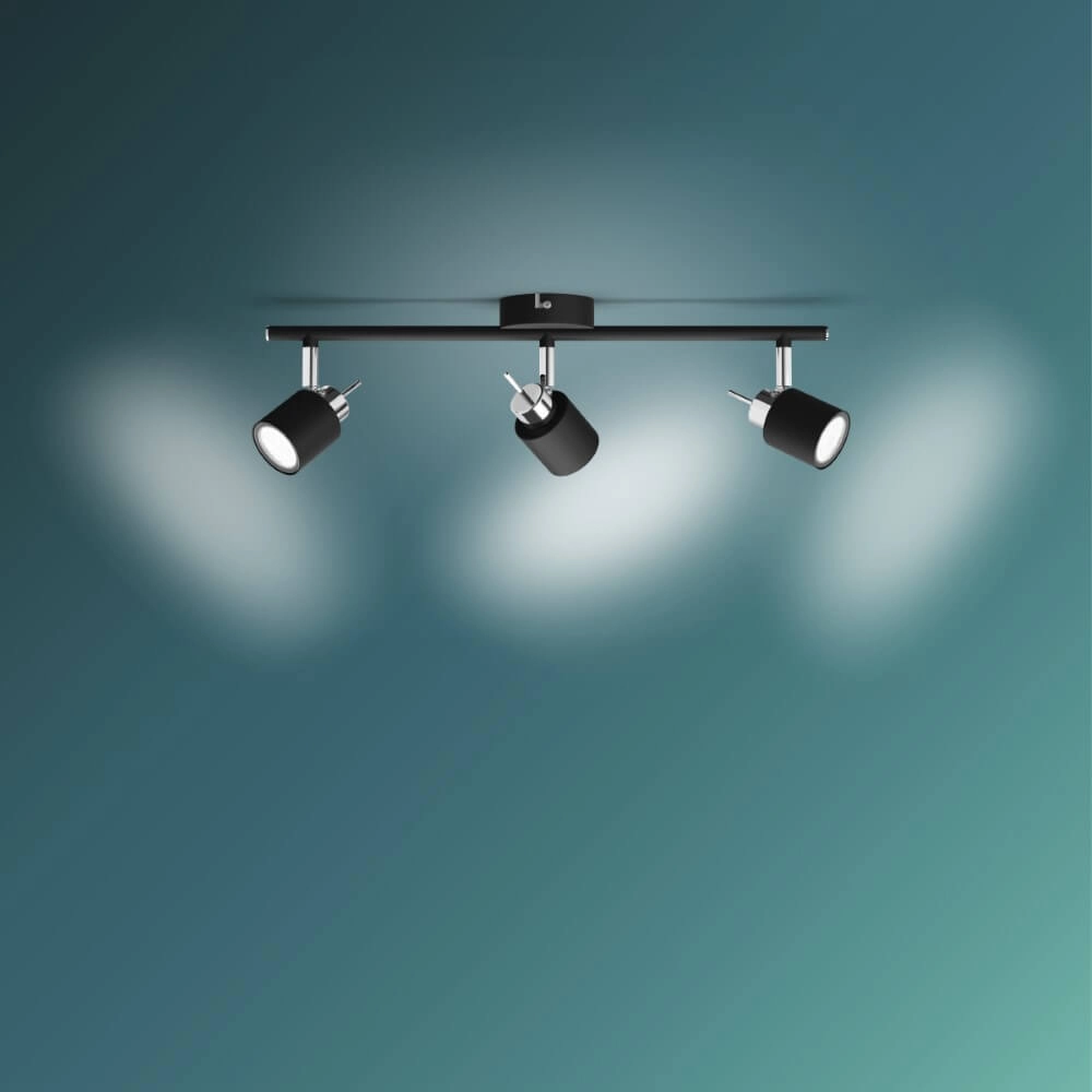 Zwarte plafondspot Meranti 3x GU10 Philips 8719514465411