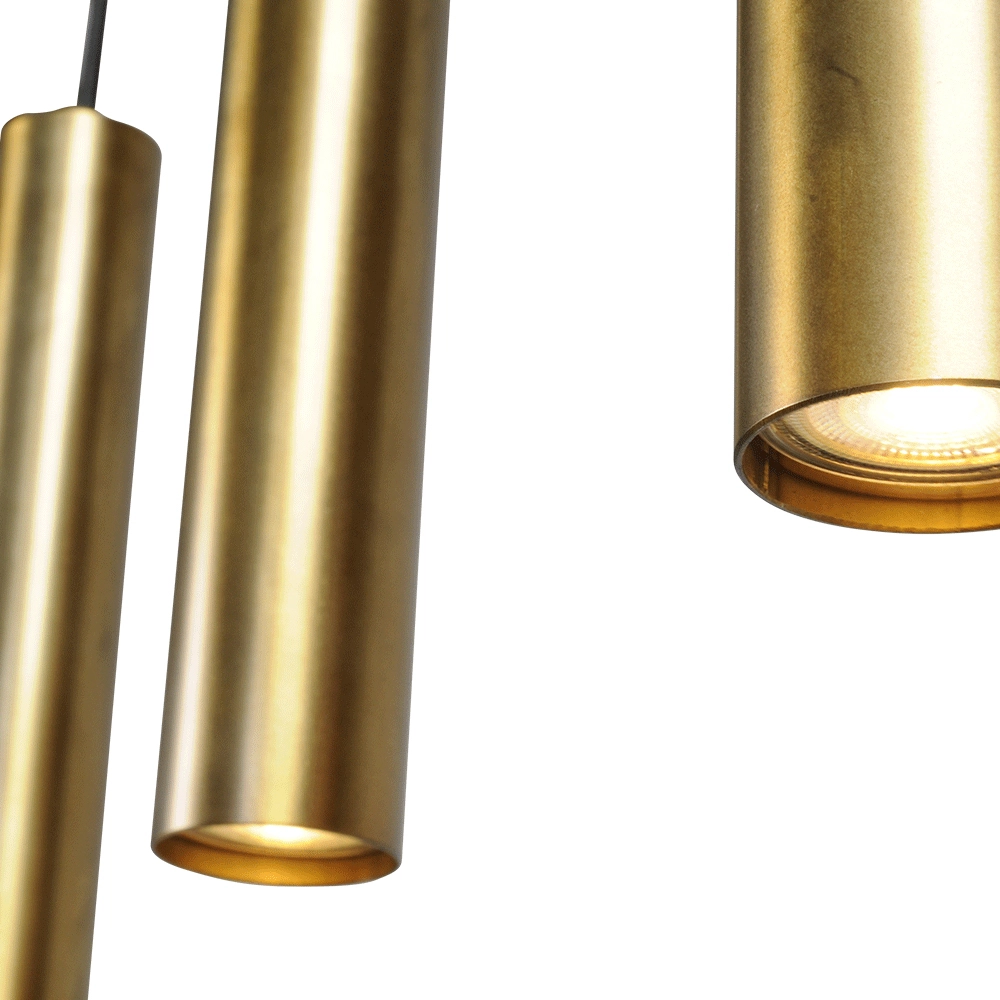 Zwarte eetkamer hanglamp Run 4-lichts cilinders goud Masterlight 8718121204550