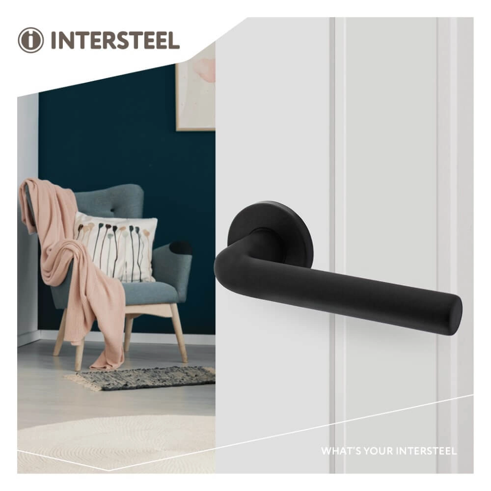 Deurklink Derby aluminium zwart Ø 5cm Intersteel 8714186505199