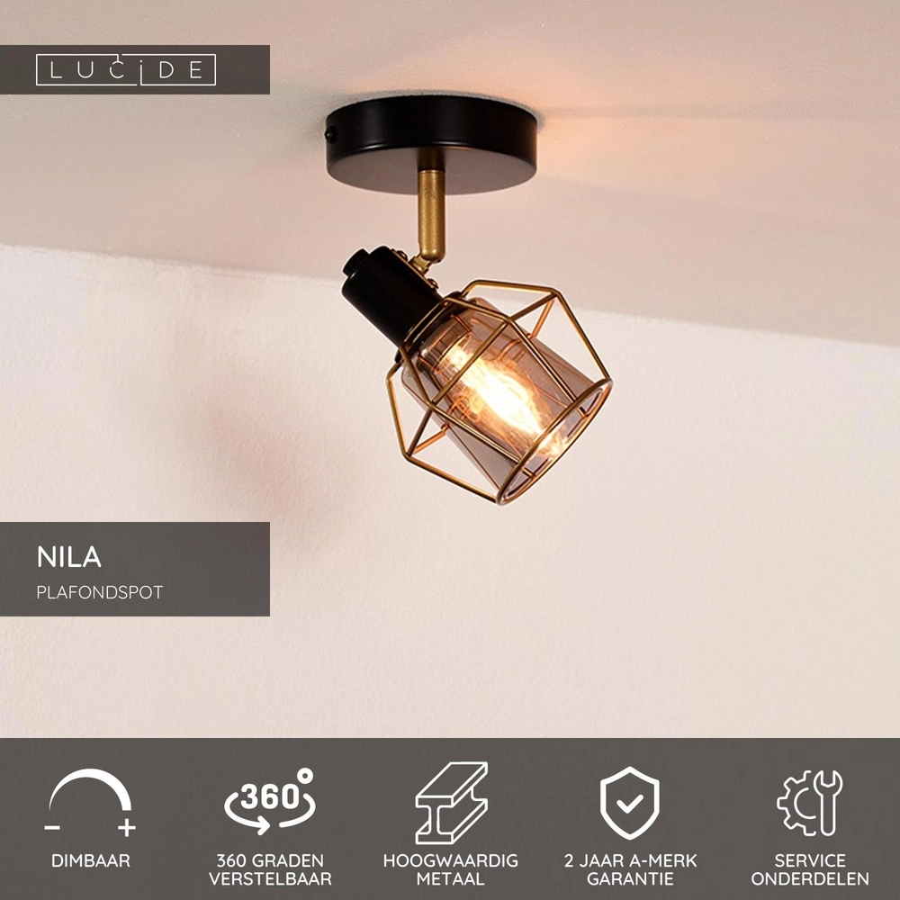 Plafondlamp Nila zwart Lucide 5411212770974