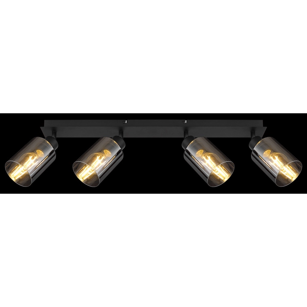 Plafondlamp Hadera 4-lichts zwart met smoke glas Globo 9007371431229