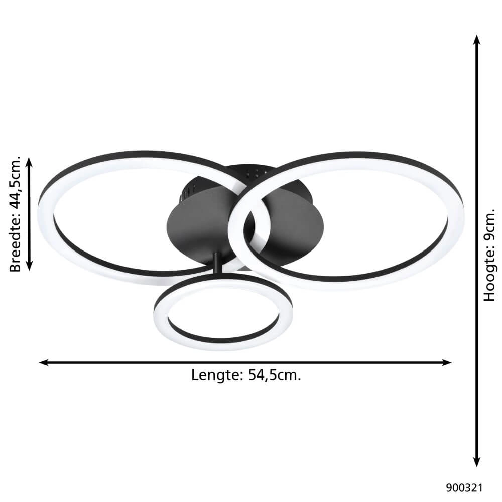 Plafondlamp Zigbee Parrapos-Z 54,5x44,5cm zwart Eglo 9008606231249
