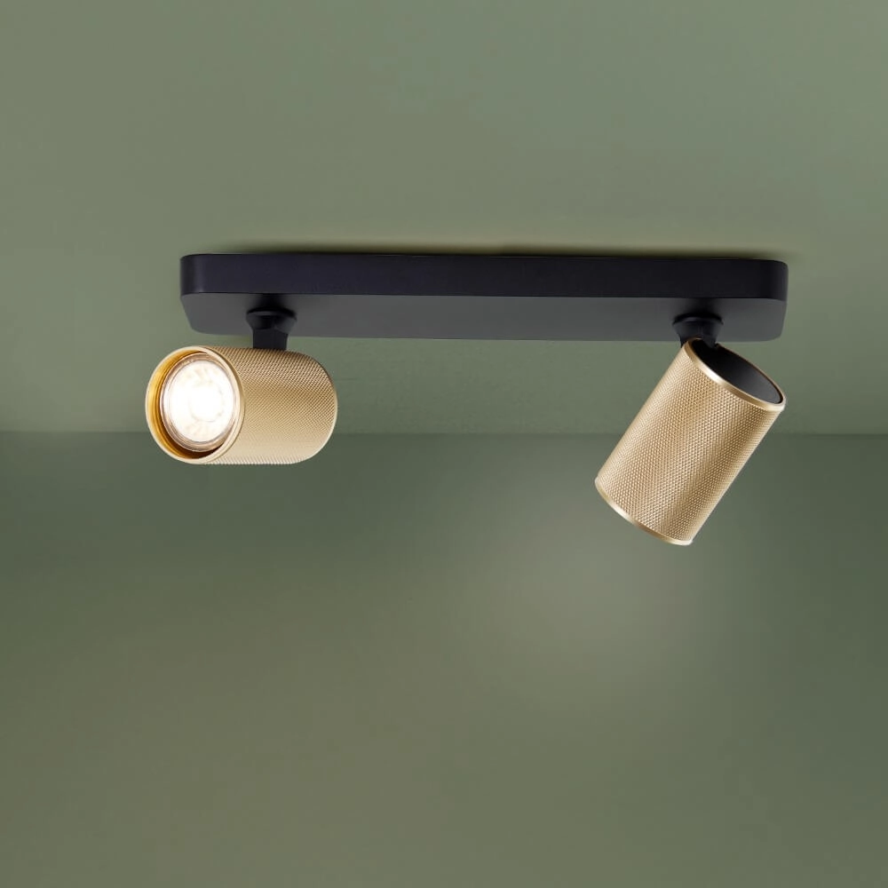 2-lichts opbouwspot Marty zwart met goud Brilliant 4004353424397