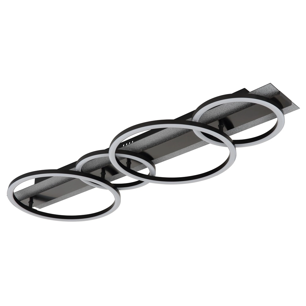 Zwarte plafondlamp Norberto 4 ringen Globo 9007371575831