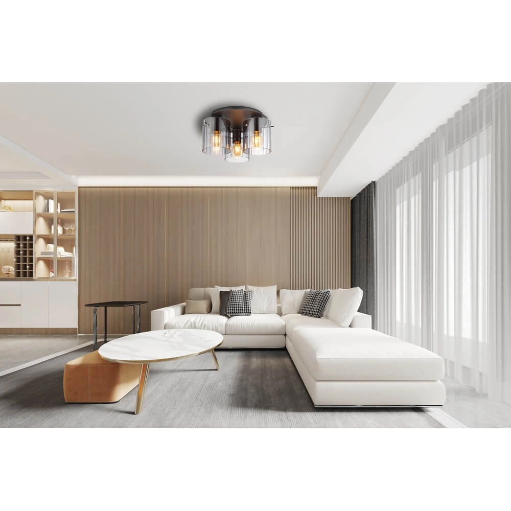 Plafondlamp Tulivar design smoke glas 3-lichts Globo 9007371456901