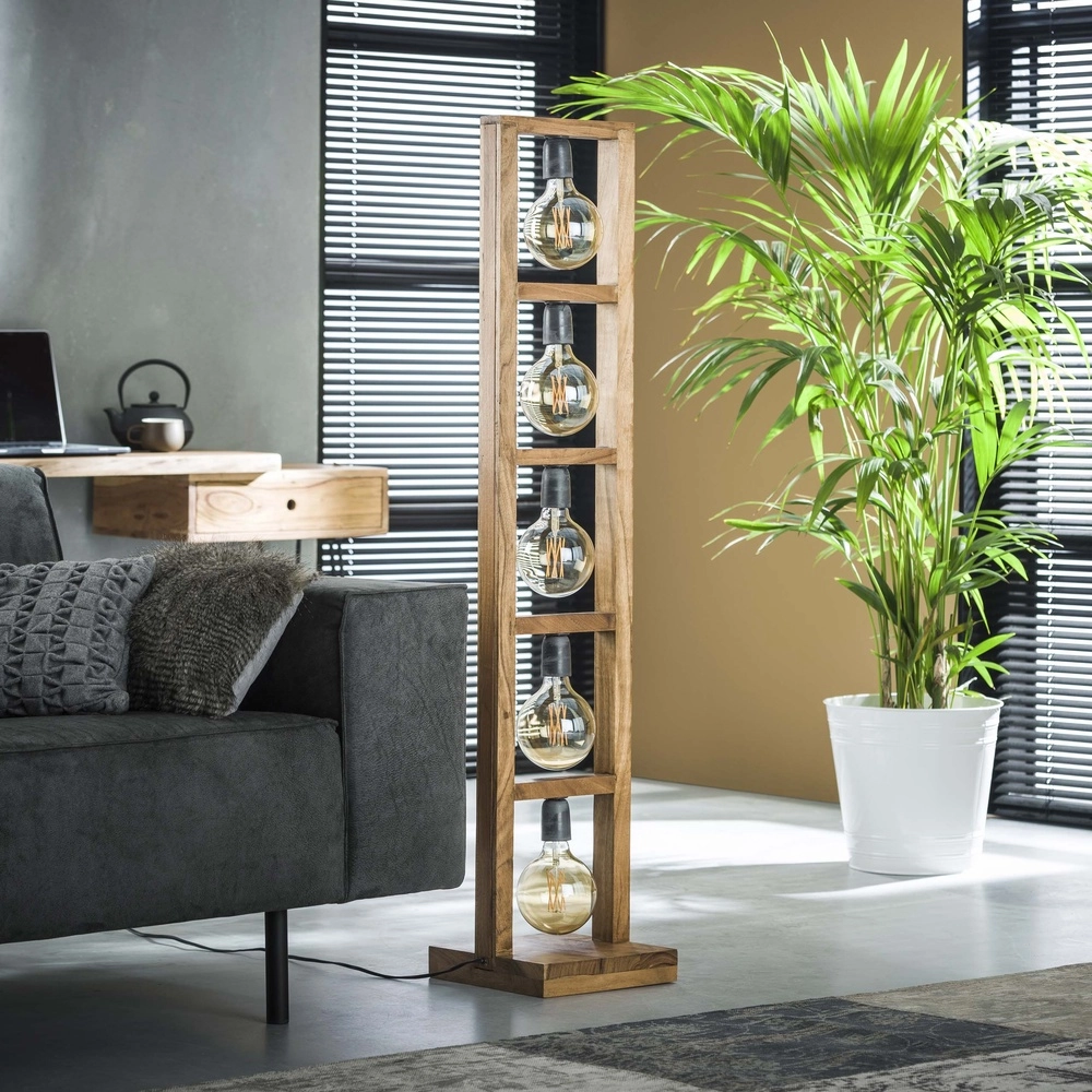 Houten vloerlamp Modulo 5x E27 - Massief acacia Lyora 8716803513013