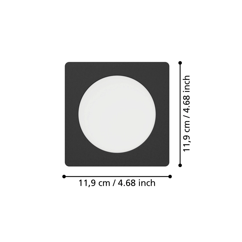 Inbouw lamp Fueva 6 vierkant - zwart - 11,9x11,9cm Eglo 9008606330713