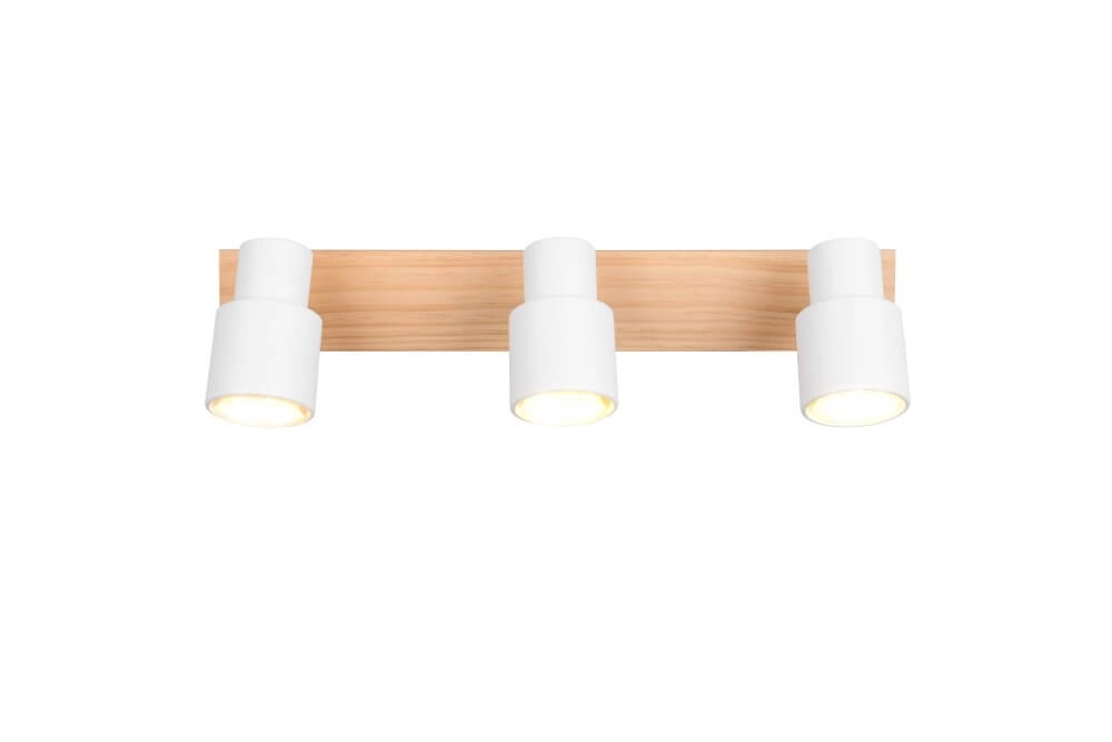 3-lichts plafondlamp Pierre wit met hout Trio 4017807638189