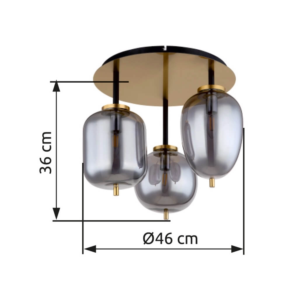 Gouden plafondlamp Blacky I 3-lichts Globo 9007371442485