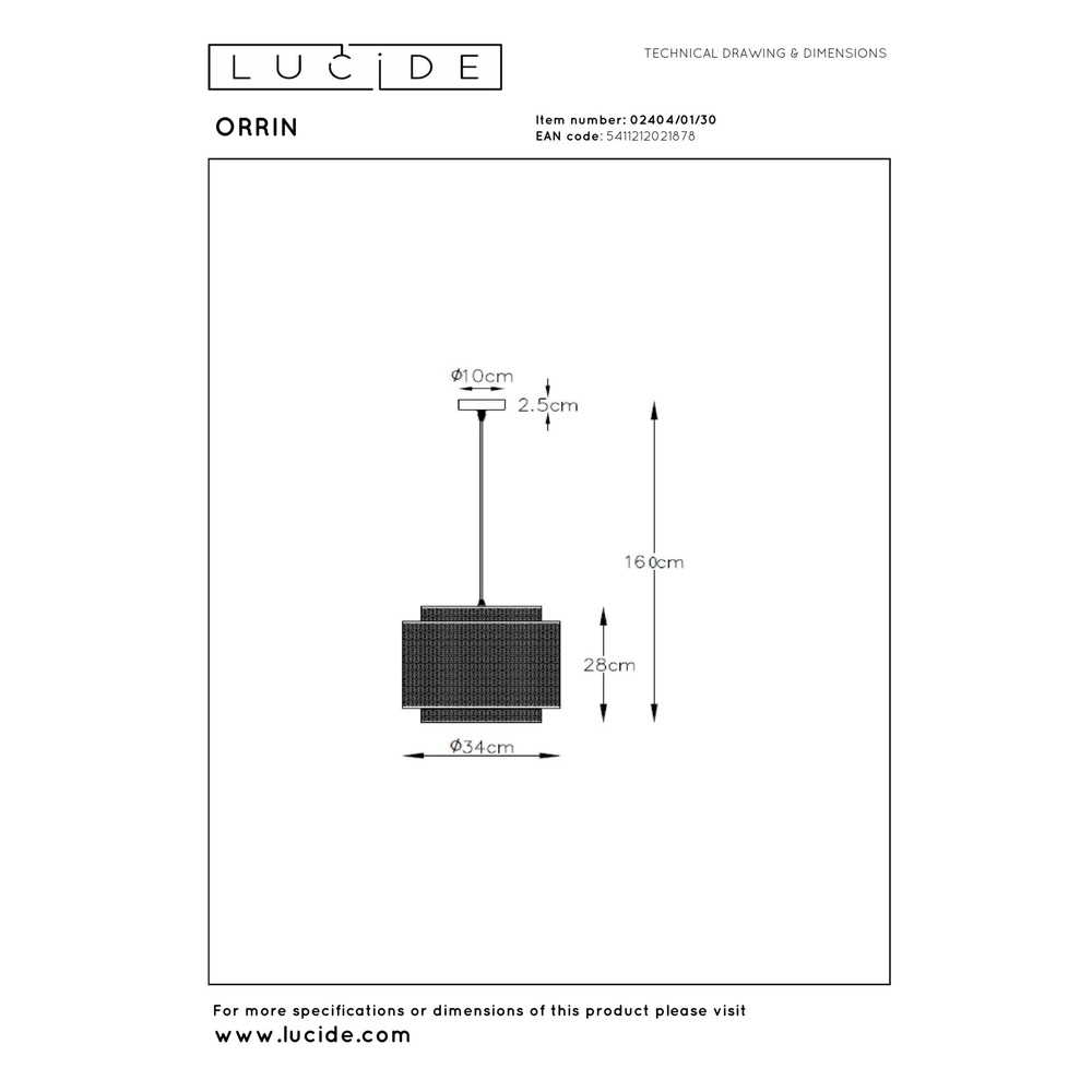 Design hanglamp Orrin zwart Lucide 5411212021878