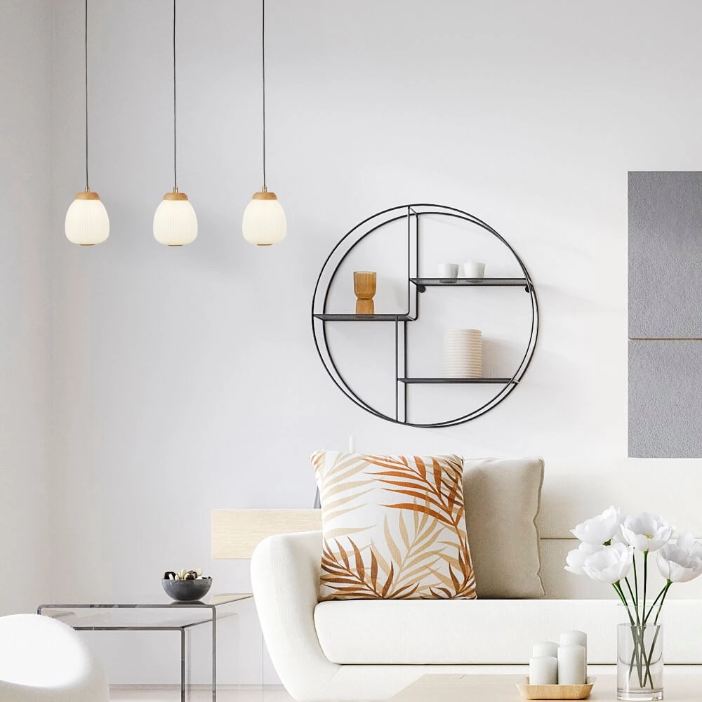 3-lichts hanglamp Ella zwart met wit Searchlight 5053423245294