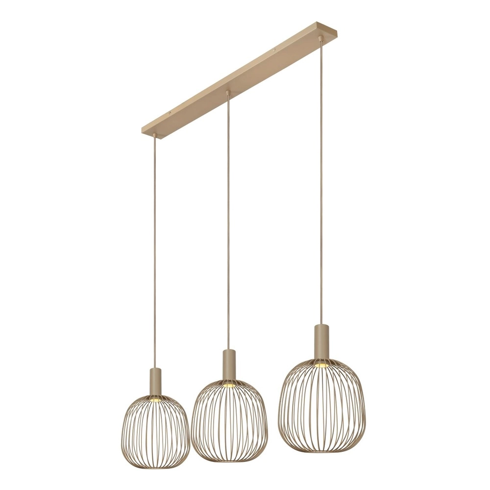 3-lichts hanglamp Esterel zand bruin mini GU10
