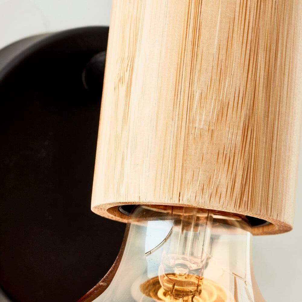 Wandlamp Kerry zwart met hout Brilliant 4004353409028