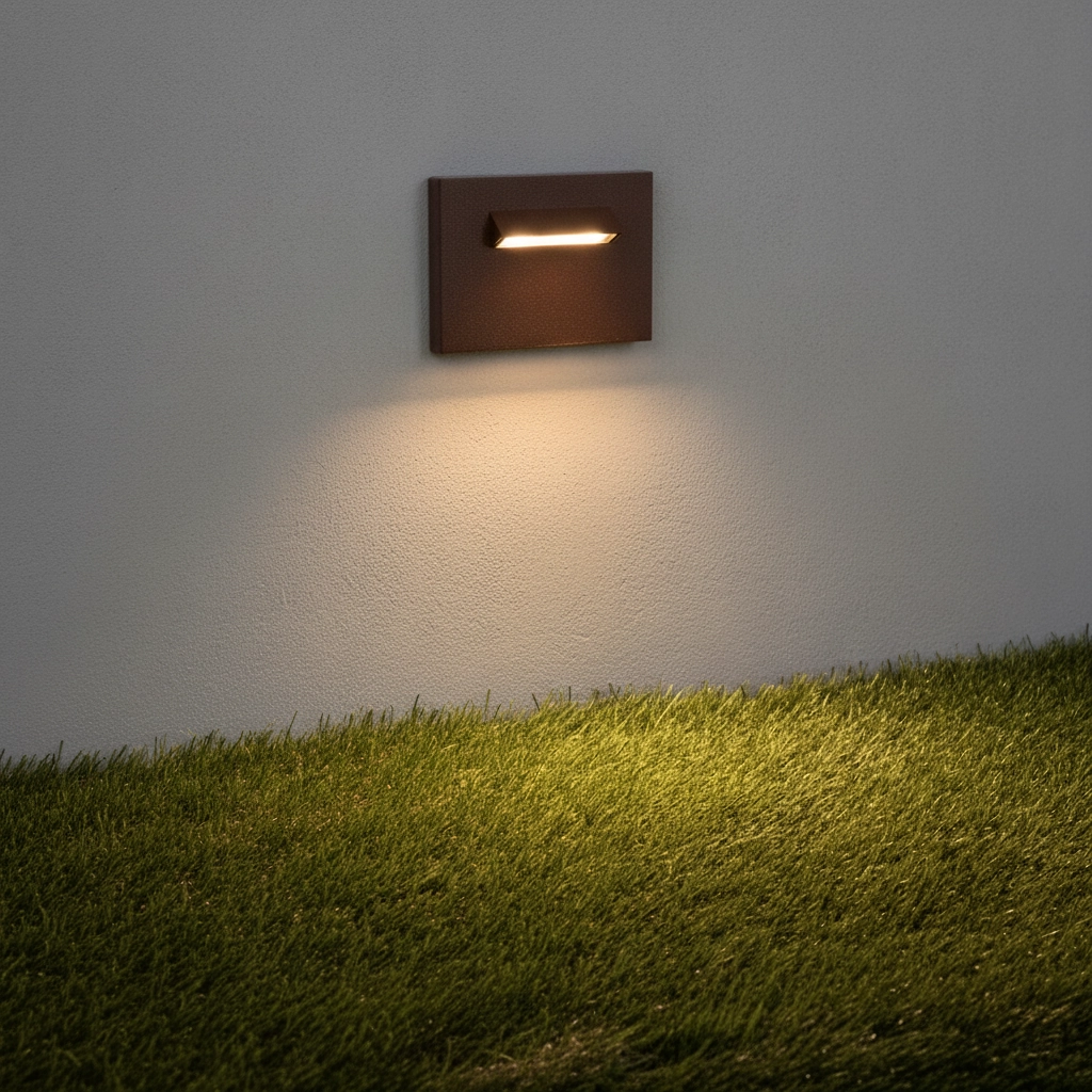 Inbouwlamp Recto voor wand roestbruin