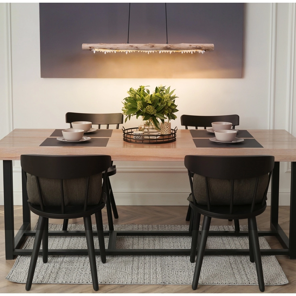 Eettafel hanglamp Felicitas zwart met hout Globo 9007371392889